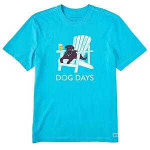 Life is Good Crusher Dog Days Teal Blue T Shirt 2XL NWT